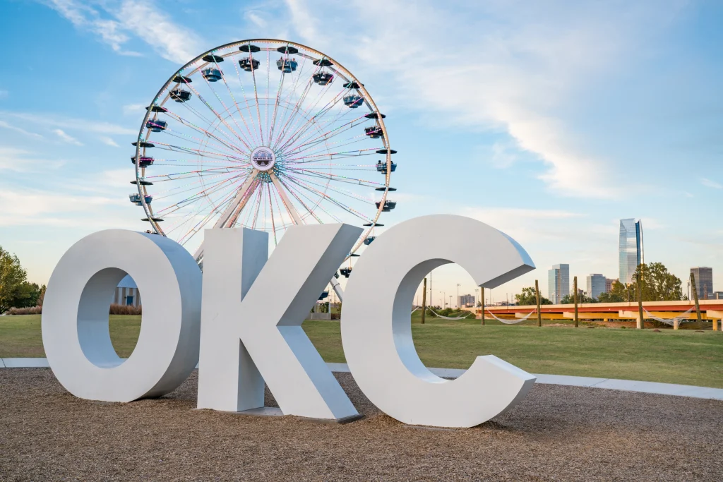 Oklahoma City sign; is weed legal in Oklahoma City