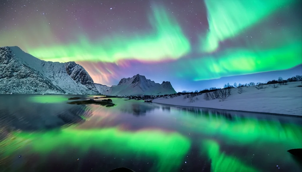 Northern Lights over Alaska wilderness