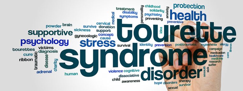 Tourette syndrome word cloud on grey background